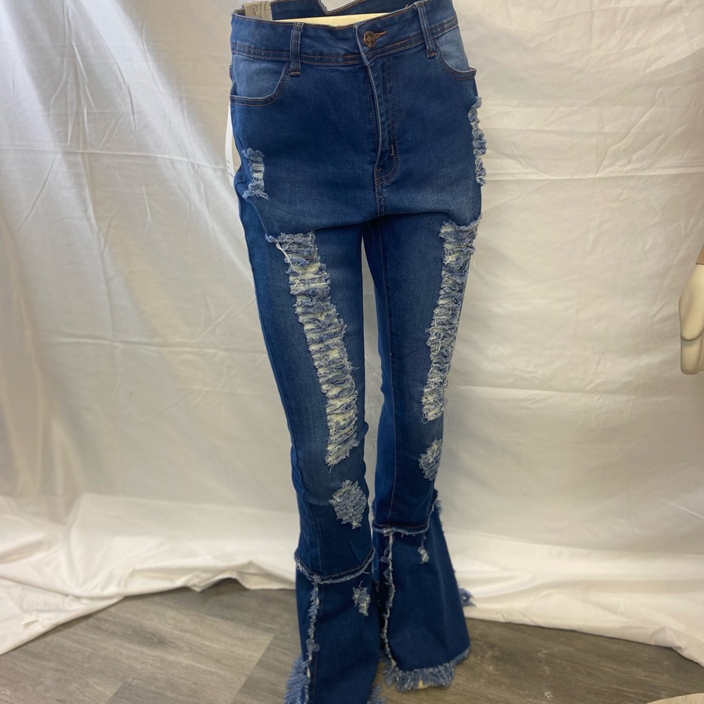 Boot cut jeans.